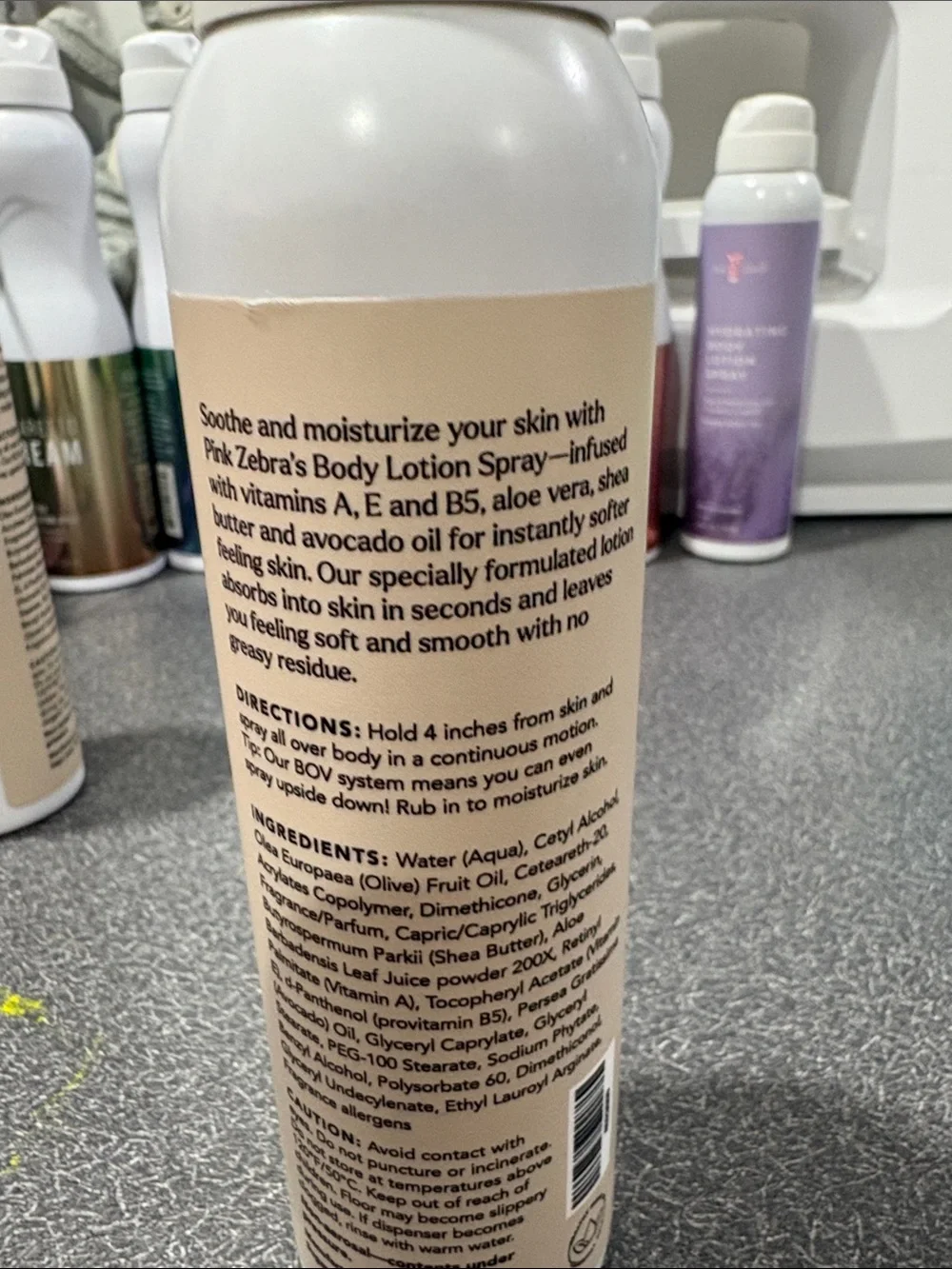 Pink Zebra Hydrating Body Lotion Spray - Coconut + Cotton